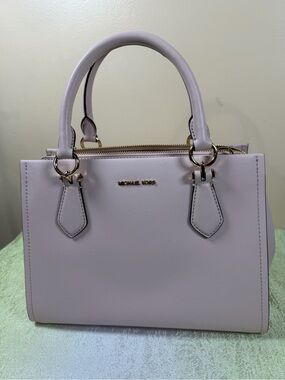 Michael Kors Light Pink Saffiano Satchel with Gold Hardware